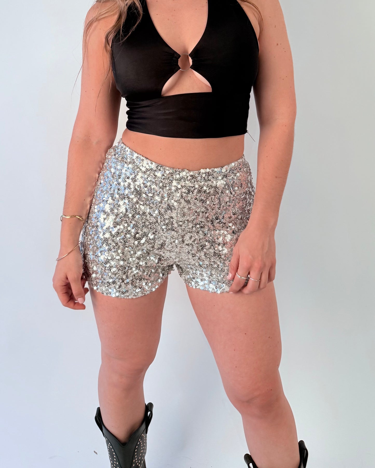 MICRO SHORTS SHINE PLATEADOS